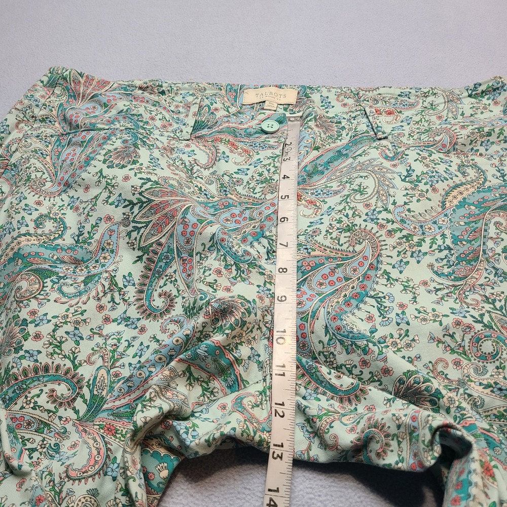 Talbots Paisley Ankle Pants Women 16W Mint Green Excellent Straight Leg Floral - Picture 3 of 7